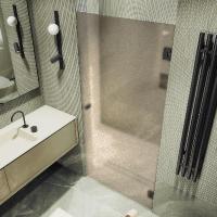 Душевая дверь на петлях MaybahGlass 1950*905 Стекло 8 мм Бронза матовая  профиль Черный MGD-526-6