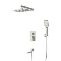 Душевой комплект встраиваемый с изливом смеситель, верхний душ, ручной душ со шлангом, излив, штуцер с держателем SLIDER-VDSET-IN сатин   Cezares
