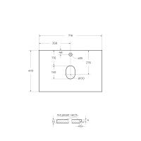 Столешница из керамогранита под накладную раковину 716x468  KEP-70-CESTR Cemento Struttura (структурное покрытие) BELBAGNO