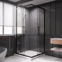 Душевой угол раздвижной 900Х900x2000 цвет профиля Чёрный матовый стекло прозрачное  PTC20-B-9090-01-C4 Premium Veconi