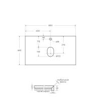 Столешница из керамогранита под накладную раковину 800x460х20 мм KEP-80-MCO BelBagno