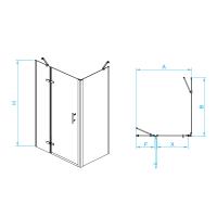 Душевой уголок RGW PA-77B L (PA-07B L + Z-050-2B) прямоугольный  100* 80*195 41087708-084L профиль Чёрный стекло Прозрачное(Принт) 6 мм RGW
