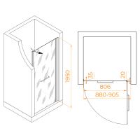 Душевая дверь RGW PA-103B  90*195 020810309-14 профиль Чёрный стекло Прозрачное 6 мм RGW