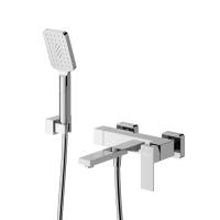 Смеситель для ванны и душа в комплекте с ручным душем, шлангом и держателем SLIDER-VD-01 Хром   Cezares
