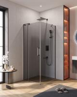 Душевой уголок прямоугольный.     SLIDER-AH-1-80-80/90-GRIGIO-GM (800-900)x800x1950 Cezares