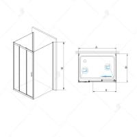 Душевой уголок RGW PA-73 (PA-13 + Z-050-2) прямоугольный   90* 90*195 06087399-011 профиль Хром стекло Прозрачное 5 мм RGW