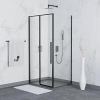 Душевой уголок RGW SV-42B (SV-12B + Z-050-2B) прямоугольный  110* 90*195 32324291-014 профиль Чёрный стекло Прозрачное 6 мм RGW