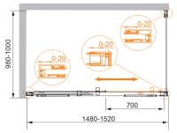 Душевой уголок, прямоугольный PREMIER-SOFT-W-AH-1-150/100-C-Cr-IV  1500x1000x2000 Cezares