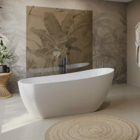 Отдельностоящая, прямоугольная акриловая ванна в комплекте с щелевым сливом-переливом цвета хром 1700х800х720 BB704-1700-800-K BelBagno