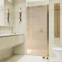 Душевая дверь на монопетле MaybahGlass 1980*800 Стекло 6 мм Бронза  профиль Золото MGD-804-3